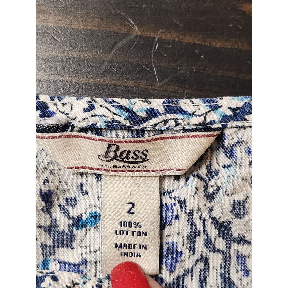 Womans Summer Mini Dress Sz 2 Blue and White Floral Elastic Waist with Pull Tie - Picture 8 of 9